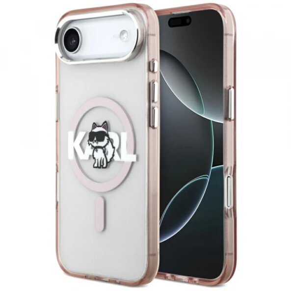 Husa MagSafe pentru Apple iPhone 17 Air, Karl Lagerfeld, IML Sketch Logo Choupette, Roz