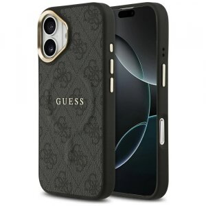 Husa MagSafe pentru Apple iPhone 17, Guess, 4G Classic, Neagra