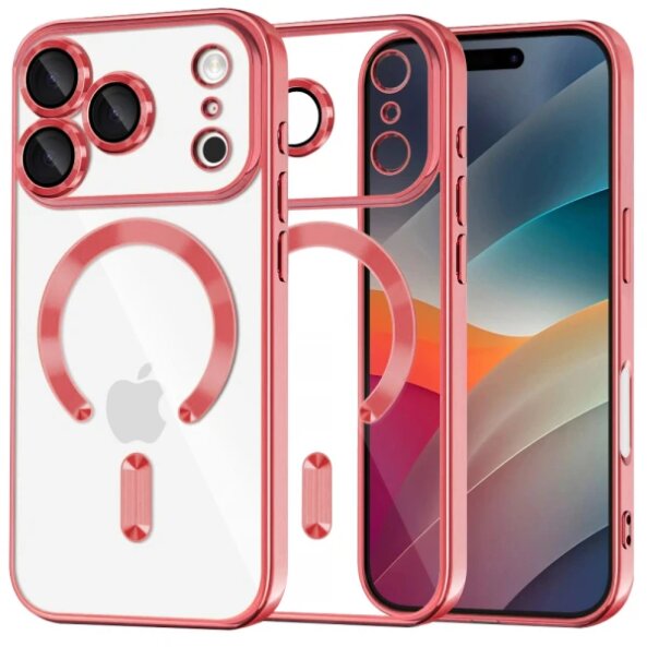 Husa MagSafe pentru Apple iPhone 17 Pro Max, Techsuit, Luxury Crystal, Rosie