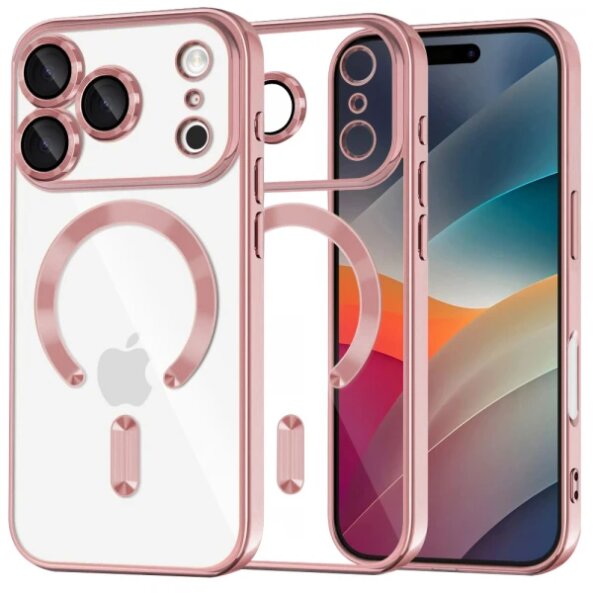 Husa MagSafe pentru Apple iPhone 17 Pro, Techsuit, Luxury Crystal, Roz