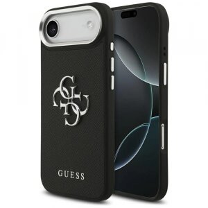 Husa pentru Apple iPhone 17 Air, Guess, 4G Grained Big and Classic Logo, Neagra