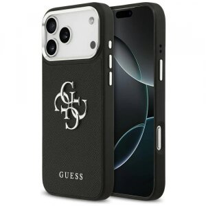 Husa pentru Apple iPhone 17 Pro, Guess, 4G Grained Big and Classic Logo, Neagra