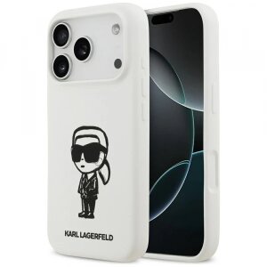 Husa pentru Apple iPhone 17 Pro, Karl Lagerfeld, Sketch &amp; Logo Karl, Alba