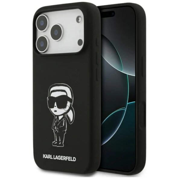 Husa pentru Apple iPhone 17 Pro, Karl Lagerfeld, Sketch &amp; Logo Karl, Neagra