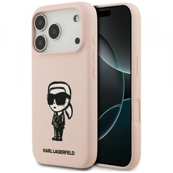 Husa pentru Apple iPhone 17 Pro, Karl Lagerfeld, Sketch &amp; Logo Karl, Roz