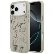 Husa pentru Apple iPhone 17 Pro Max, Karl Lagerfeld, Grained Pattern Logo, Gri