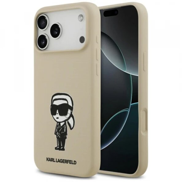 Husa pentru Apple iPhone 17 Pro Max, Karl Lagerfeld, Sketch &amp; Logo Karl, Maro