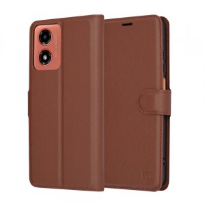 Husa pentru Motorola Moto G04s / E14 / G04 / G24, Techsuit, Leather Folio, Maro