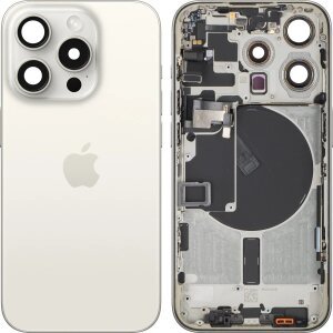 Capac Baterie Apple iPhone 15 Pro, Cu Carcasa Mijloc, Alb (White Titanium), Swap 
