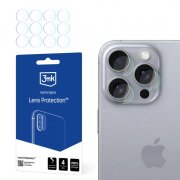 Folie de protectie Camera Spate 3MK Protection pentru Apple iPhone 16 Pro Max, Sticla Securizata, Set 4 bucati, Transparenta