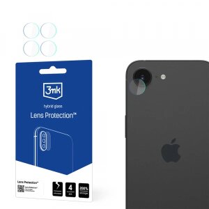 Folie de protectie Camera Spate 3MK Protection pentru Apple iPhone 16e, Sticla Securizata, Set 4 bucati, Transparenta