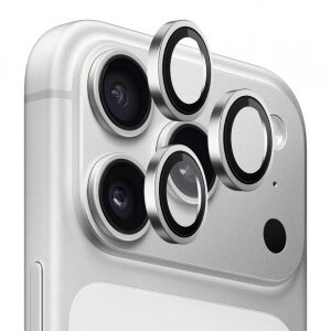 Folie de protectie Camera Spate Blueo Metal Frame pentru Apple iPhone 17 Pro Max / 17 Pro, Sticla Securizata, Argintie