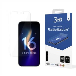 Folie de protectie Ecran 3MK FlexibleGlass Lite pentru Apple iPhone 16 Pro, Sticla Flexibila, Full Glue