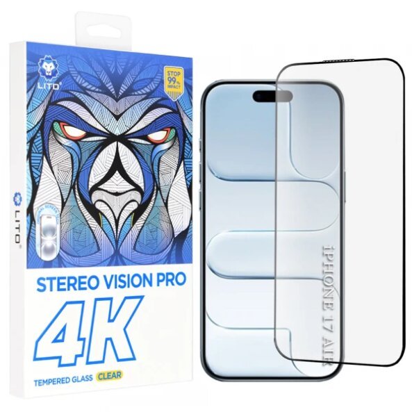 Folie de protectie Ecran Lito D+ Max 4K pentru Apple iPhone 17 Air, Sticla Securizata, Full Glue, Neagra