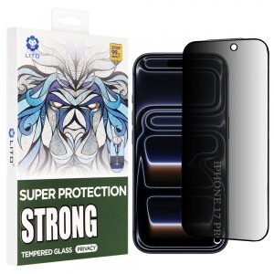 Folie de protectie Ecran Privacy Lito D+ Max Strong pentru Apple iPhone 17 Pro, Sticla Securizata, Full Glue