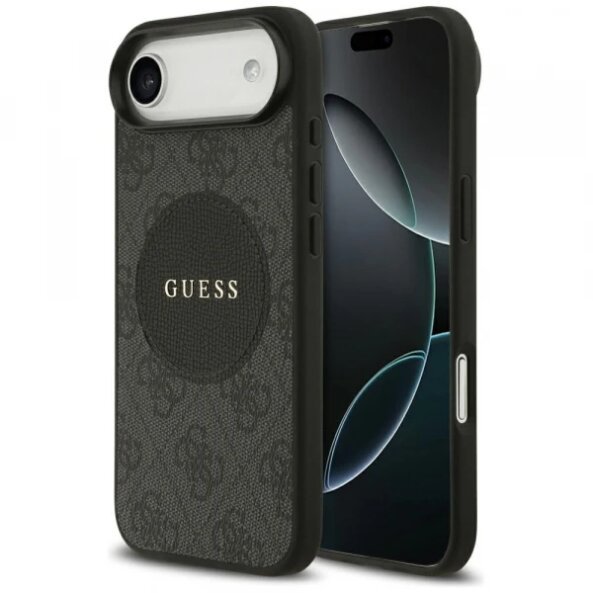Husa MagSafe pentru Apple iPhone 17 Air, Guess, 4G Circle Classic Logo, Neagra