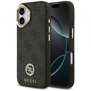 Husa MagSafe pentru Apple iPhone 17, Guess, 4G Strass Logo, Neagra