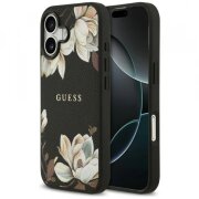 Husa MagSafe pentru Apple iPhone 17, Guess, Grained Flowers, Neagra