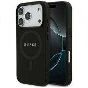 Husa MagSafe pentru Apple iPhone 17 Pro, Guess, Saffiano Classic Logo, Neagra