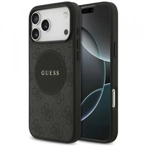 Husa MagSafe pentru Apple iPhone 17 Pro Max, Guess, 4G Circle Classic Logo, Neagra