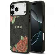 Husa MagSafe pentru Apple iPhone 17 Pro Max, Guess, 4G Flowers Print, Neagra