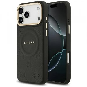 Husa MagSafe pentru Apple iPhone 17 Pro Max, Guess, Peony Hot Stamp, Neagra