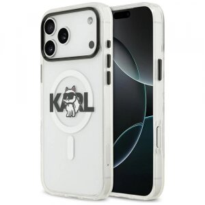 Husa MagSafe pentru Apple iPhone 17 Pro Max, Karl Lagerfeld, IML Sketch Logo Choupette, Transparenta