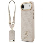 Husa pentru Apple iPhone 17 Air, Guess, 4G Strass Logo and Big Strap, Roz