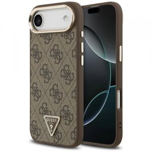 Husa pentru Apple iPhone 17 Air, Guess, 4G Triangle Logo, Maro Aurie