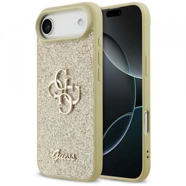 Husa pentru Apple iPhone 17 Air, Guess, Fixed Glitter Big 4G, Aurie