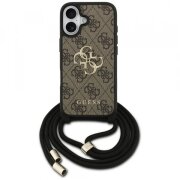 Husa pentru Apple iPhone 17, Guess, 4G CBDY Big Logo with Cord Strap, Maro