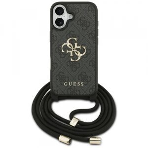 Husa pentru Apple iPhone 17, Guess, 4G CBDY Big Logo with Cord Strap, Neagra