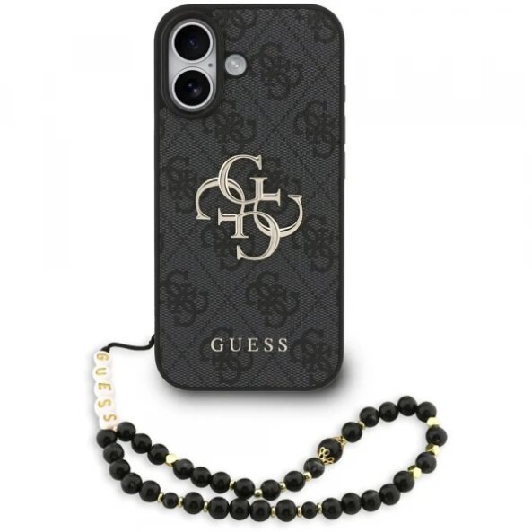 Husa pentru Apple iPhone 17, Guess, 4G Classic Logo with Strap, Neagra