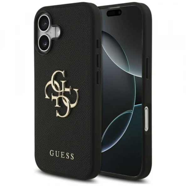 Husa pentru Apple iPhone 17, Guess, 4G Grained Big and Classic Logo, Neagra
