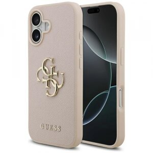 Husa pentru Apple iPhone 17, Guess, 4G Grained Big and Classic Logo, Roz