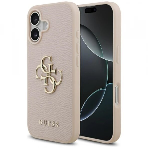 Husa pentru Apple iPhone 17, Guess, 4G Grained Big and Classic Logo, Roz