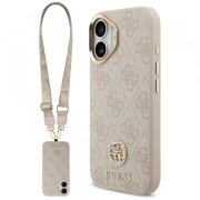 Husa pentru Apple iPhone 17, Guess, 4G Strass Logo and Big Strap, Roz