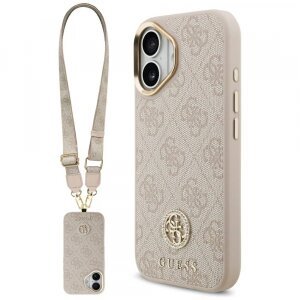 Husa pentru Apple iPhone 17, Guess, 4G Strass Logo and Big Strap, Roz