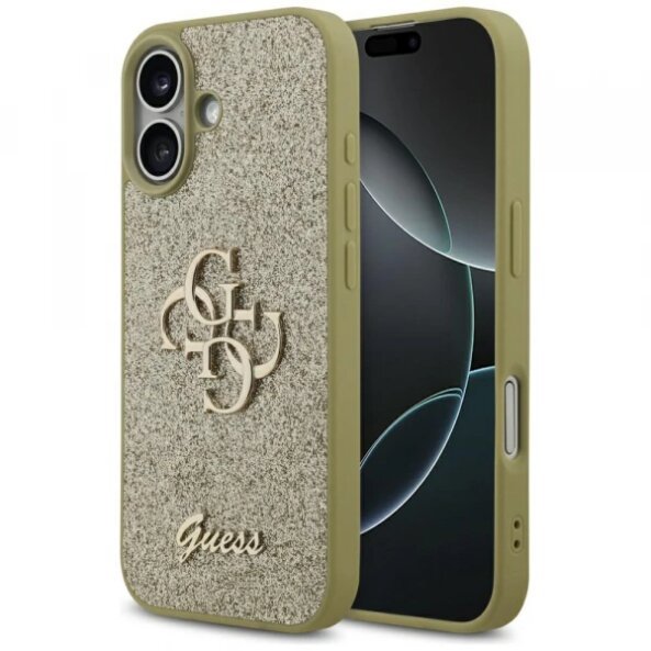 Husa pentru Apple iPhone 17, Guess, Fixed Glitter Big 4G, Aurie
