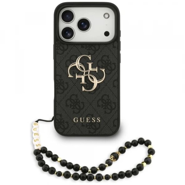 Husa pentru Apple iPhone 17 Pro, Guess, 4G Classic Logo with Strap, Neagra