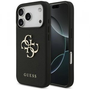 Husa pentru Apple iPhone 17 Pro, Guess, 4G Grained Big and Classic Logo, Neagra