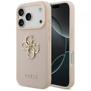 Husa pentru Apple iPhone 17 Pro, Guess, 4G Grained Big and Classic Logo, Roz