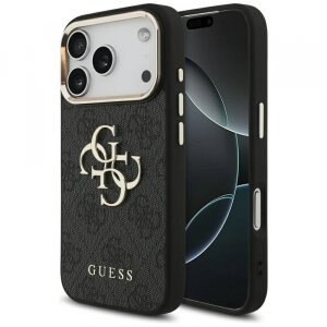 Husa pentru Apple iPhone 17 Pro, Guess, Big 4G Logo Classic, Neagra Aurie