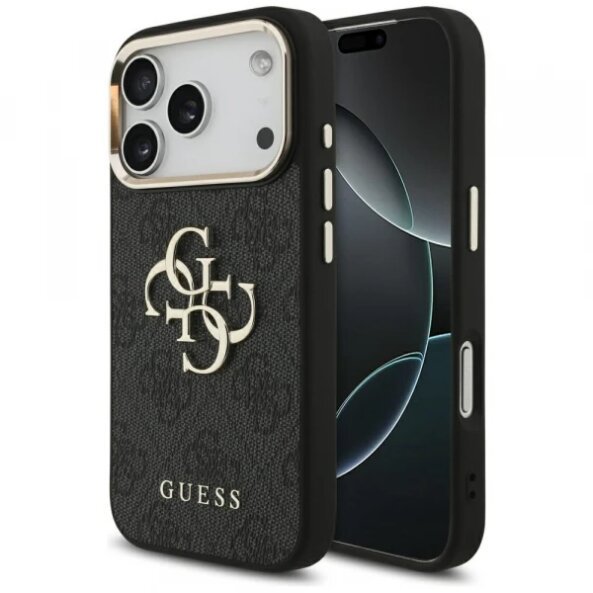 Husa pentru Apple iPhone 17 Pro, Guess, Big 4G Logo Classic, Neagra Aurie
