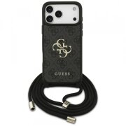 Husa pentru Apple iPhone 17 Pro Max, Guess, 4G CBDY Big Logo with Cord Strap, Neagra