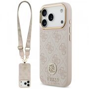 Husa pentru Apple iPhone 17 Pro Max, Guess, 4G Strass Logo and Big Strap, Roz