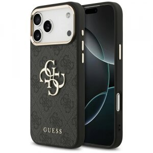 Husa pentru Apple iPhone 17 Pro Max, Guess, Big 4G Logo Classic, Neagra Aurie