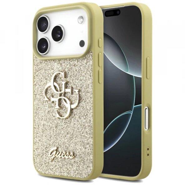 Husa pentru Apple iPhone 17 Pro Max, Guess, Fixed Glitter Big 4G, Aurie