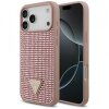 Husa pentru Apple iPhone 17 Pro Max, Guess, Rhinestone Triangle Logo, Roz