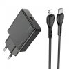 Incarcator Retea Cu Cablu Lightning HOCO N37, 30W, 3A, 1 x USB-C, Negru 